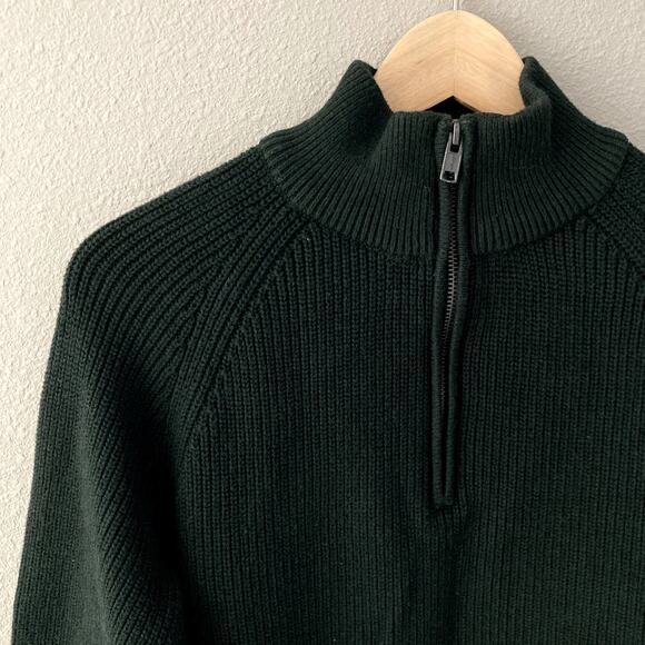 Gap Quarter Zip Mock Neck Knit Sweater - Forest Green - Small - Picture 3 of 9